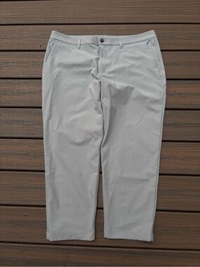 Lululemon Commission Flat Front Stretch Chino Golf Pants Gray Mens 38x27 Short